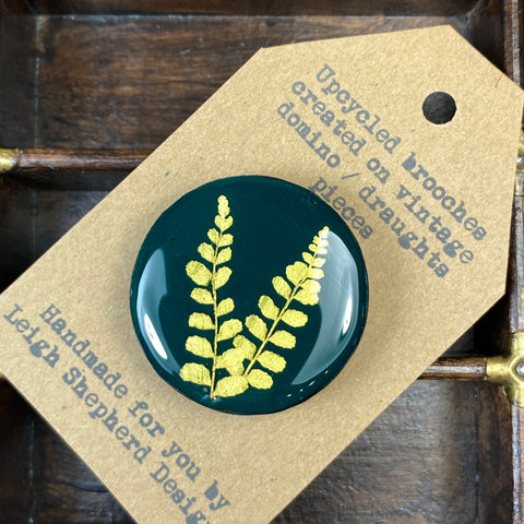 Fern Draughts Piece Brooch