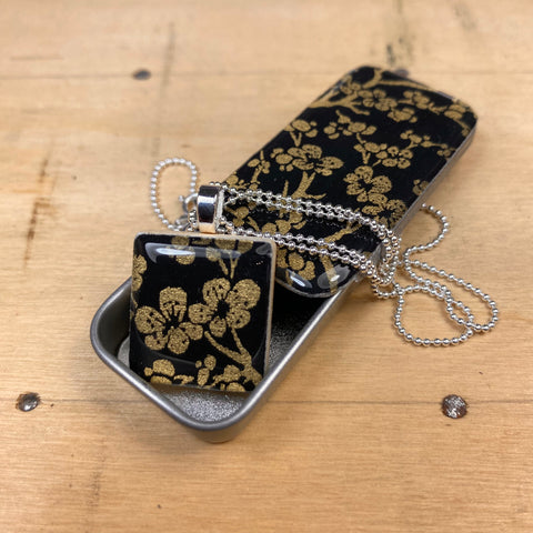 A Scrabble Tile Pendant and Teeny Tiny Tin Sakura Gold