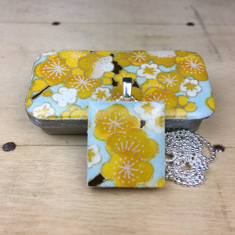 A Scrabble Tile Pendant and Teeny Tiny Tin Sakura Yellow
