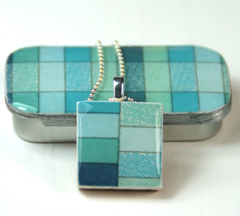 A Scrabble Tile Pendant and Teeny Tiny Tin Geo Ocean