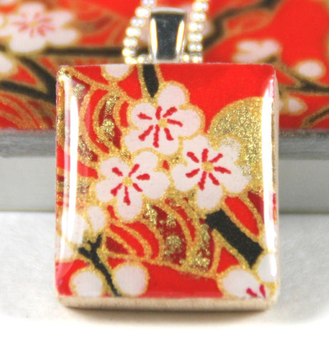 A Scrabble Tile Pendant and Teeny Tiny Tin Chiyo Red