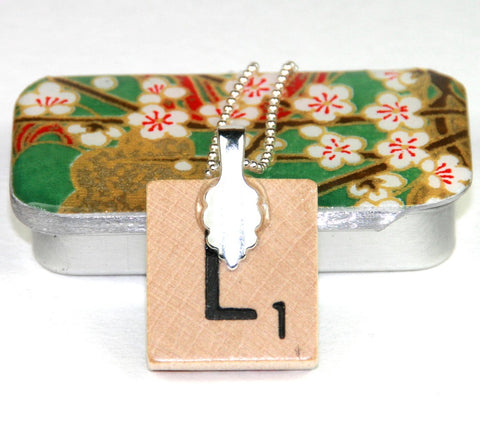 A Scrabble Tile Pendant and Teeny Tiny Tin Chiyo Green