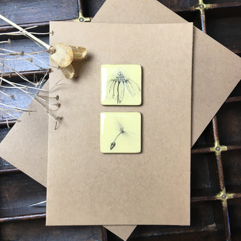 Art Card - Two Tiles, Echinacea, Dandelion Seed