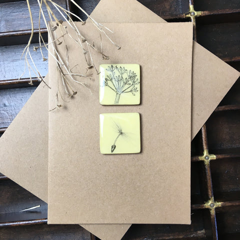 Art Card - Two Tiles, Parsley, Dandelion Seed