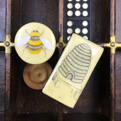Cottage Garden Brooch Set- Bee and Hive