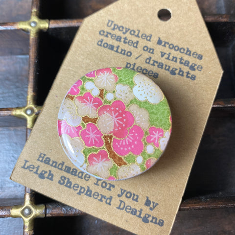 Draughts Piece Brooch - Sakura Spring