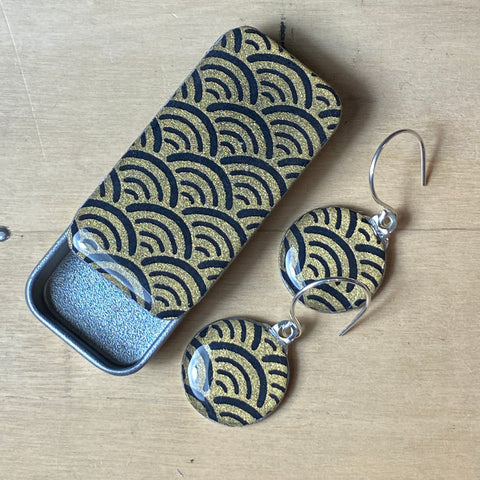 Sixpence Earrings and Teeny Tiny Tin Ocean Black