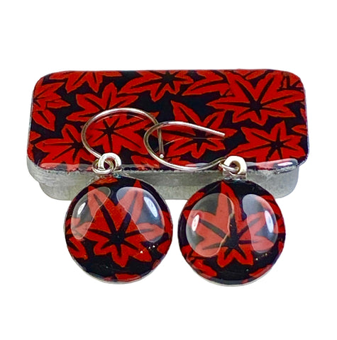 Sixpence Earrings and Teeny Tiny Tin Red Leaves