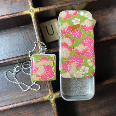 A Scrabble Tile Pendant and Teeny Tiny Tin Sakura Spring