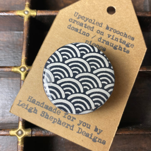 Draughts Piece Brooch - Ocean White