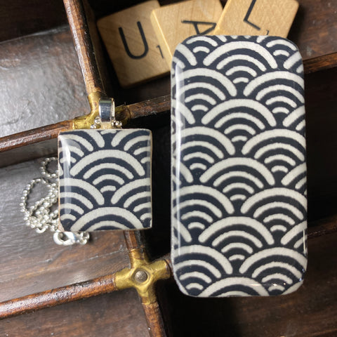 A Scrabble Tile Pendant and Teeny Tiny Tin Ocean White