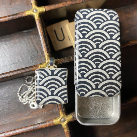 A Scrabble Tile Pendant and Teeny Tiny Tin Ocean White