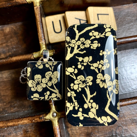 A Scrabble Tile Pendant and Teeny Tiny Tin Sakura Gold