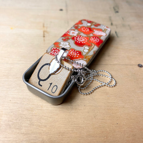 A Scrabble Tile Pendant and Teeny Tiny Tin Poppy
