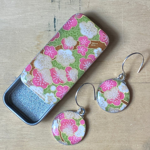 Sixpence Earrings and Teeny Tiny Tin - Sakura Spring