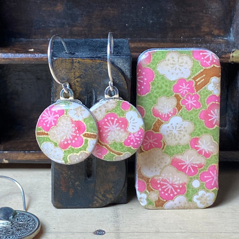 Sixpence Earrings and Teeny Tiny Tin - Sakura Spring