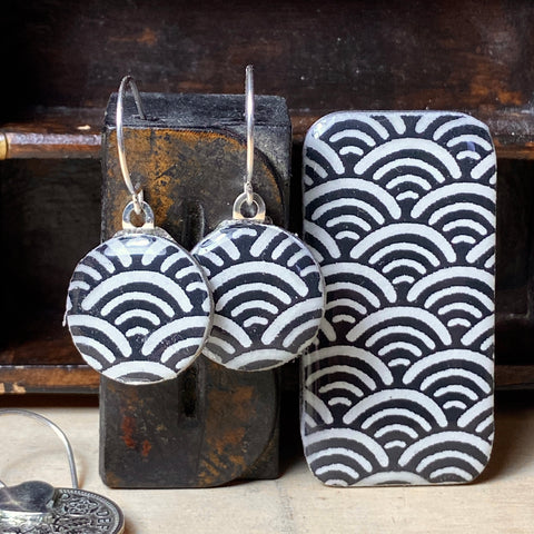 Sixpence Earrings and Teeny Tiny Tin Ocean White