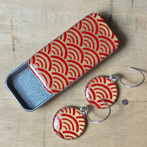 Sixpence Earrings and Teeny Tiny Tin Ocean Red