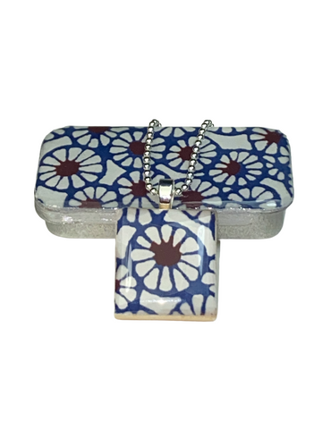 A Scrabble Tile Pendant and Teeny Tiny Tin Batik Navy