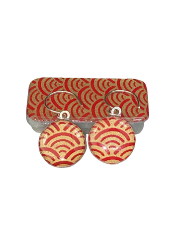 Sixpence Earrings and Teeny Tiny Tin Ocean Red