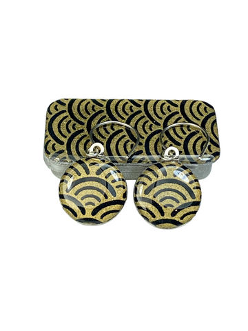 Sixpence Earrings and Teeny Tiny Tin Ocean Black