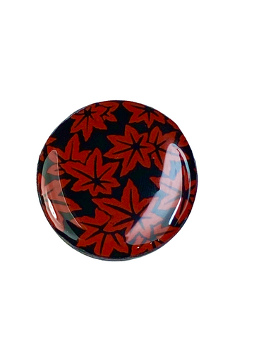 Draughts Piece Brooch - Red Leaves