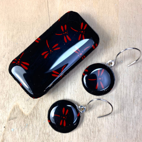 Sixpence Earrings and Teeny Tiny Tin Dragonfly