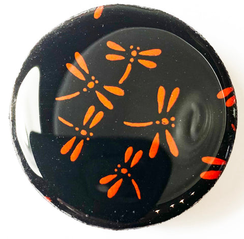 Draughts Piece Brooch - Red Dragonfly