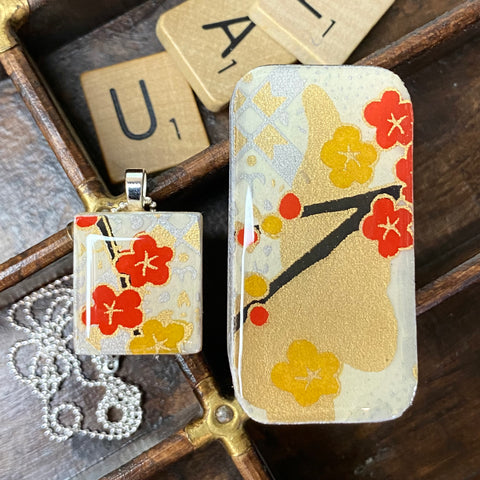 A Scrabble Tile Pendant and Teeny Tiny Tin Kim Silk