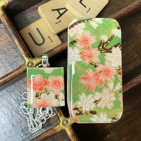 A Scrabble Tile Pendant and Teeny Tiny Tin Coral Jade