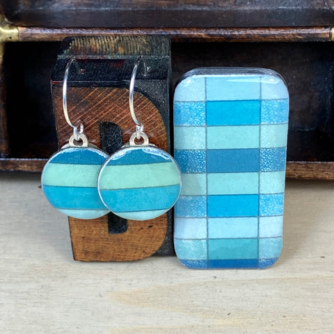 Sixpence Earrings and Teeny Tiny Tin Geo Ocean