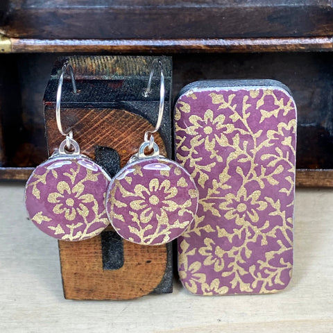 Sixpence Earrings and Teeny Tiny Tin - Ditsy Rose