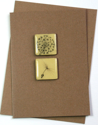 Art Card - Two Tiles, Allium, Dandelion Seed