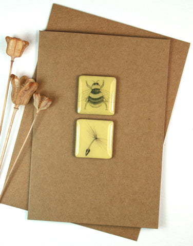 Art Card - Two Tiles, Bee, Dandelion