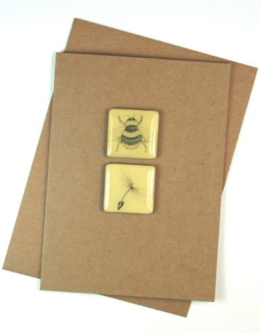 Art Card - Two Tiles, Bee, Dandelion
