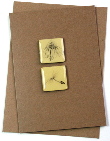 Art Card - Two Tiles, Echinacea, Dandelion Seed