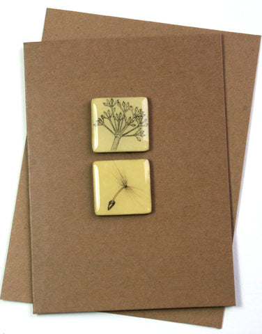 Art Card - Two Tiles, Parsley, Dandelion Seed