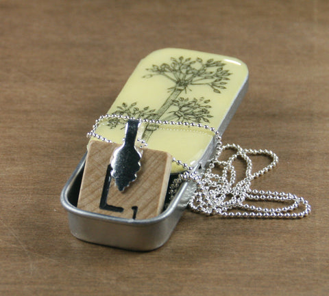 Cottage Garden Scrabble Tile Pendant and Teeny Tiny Tin - Parsley