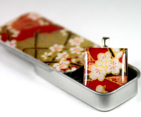 A Scrabble Tile Pendant and Teeny Tiny Tin Chiyo Wine