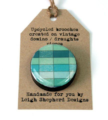 Draughts Piece Brooch - Geo Ocean