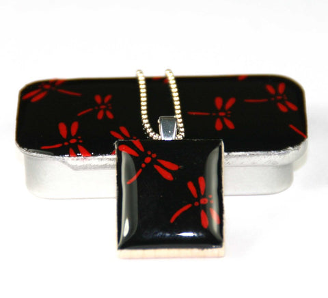 A Scrabble Tile Pendant and Teeny Tiny Tin Dragonfly