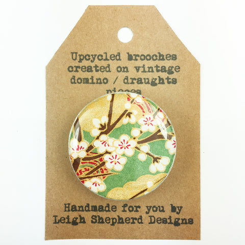 Draughts Piece Brooch - Chiyo Green