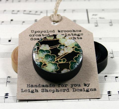Draughts Piece Brooch - Sakura Green
