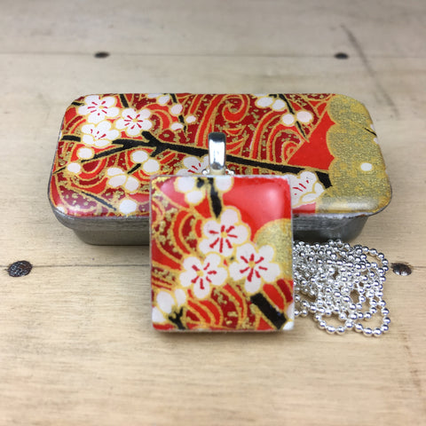 A Scrabble Tile Pendant and Teeny Tiny Tin Chiyo Red