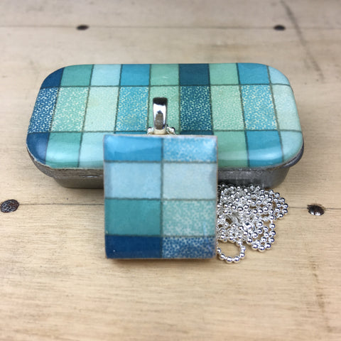 A Scrabble Tile Pendant and Teeny Tiny Tin Geo Ocean