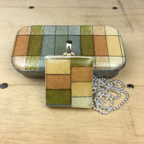 A Scrabble Tile Pendant and Teeny Tiny Tin Geo Sepia