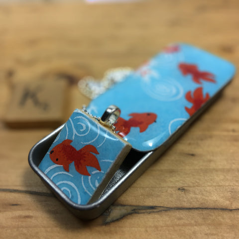 A Scrabble Tile Pendant and Teeny Tiny Tin Koi