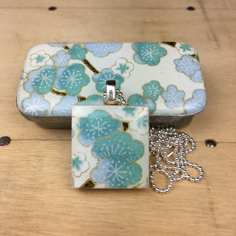 A Scrabble Tile Pendant and Teeny Tiny Tin Sakura Blue