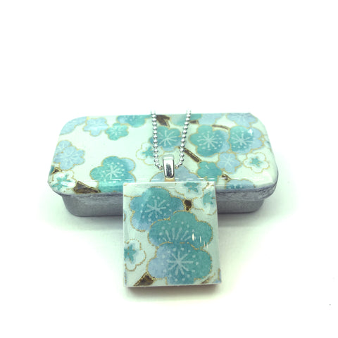 A Scrabble Tile Pendant and Teeny Tiny Tin Sakura Blue