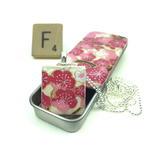 A Scrabble Tile Pendant and Teeny Tiny Tin Sakura Fushia